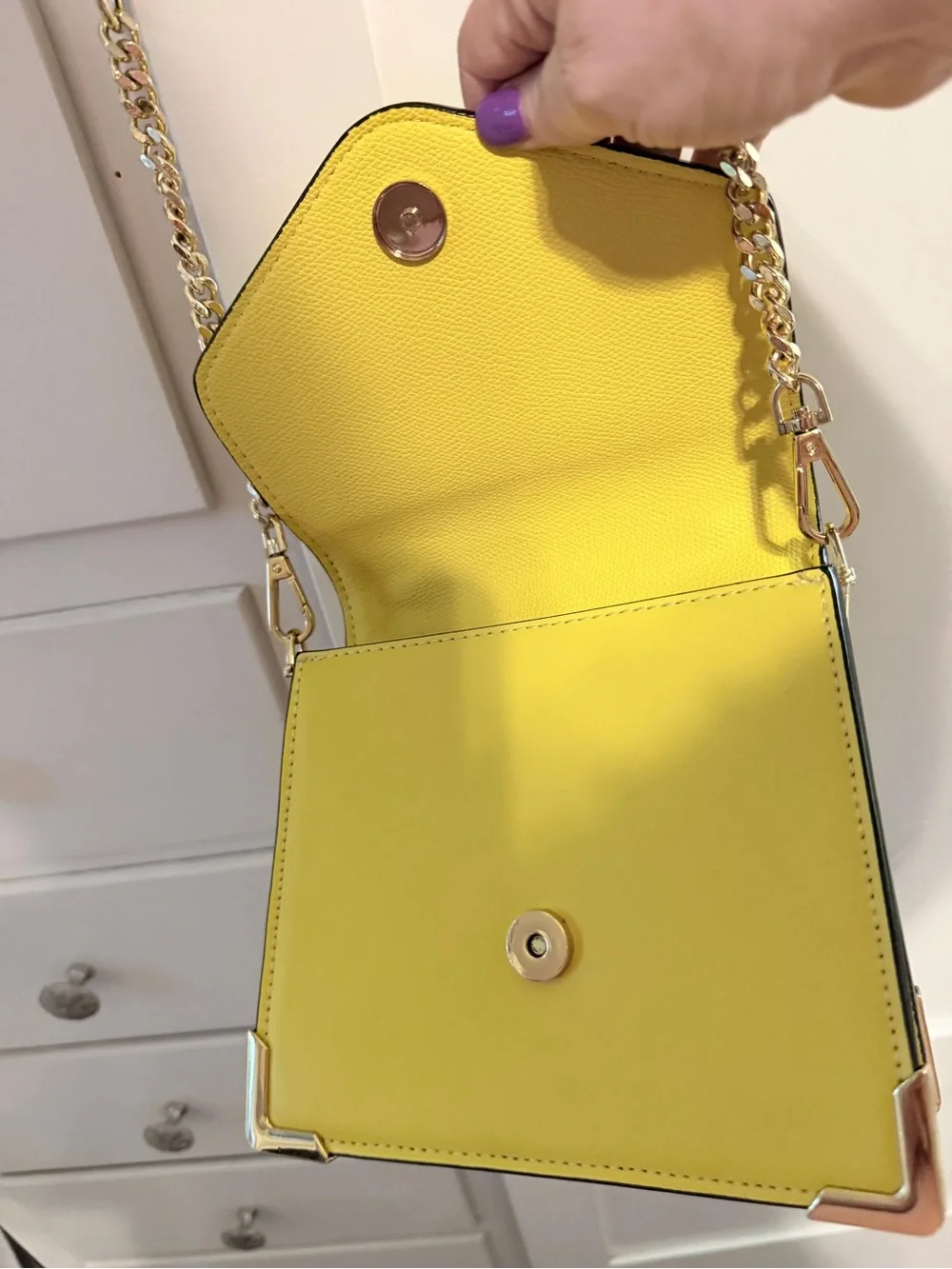 Aldo Bright Yellow Mini Crossbody with Chain and Top Handle
